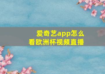 爱奇艺app怎么看欧洲杯视频直播