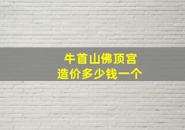 牛首山佛顶宫造价多少钱一个