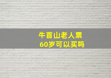 牛首山老人票60岁可以买吗