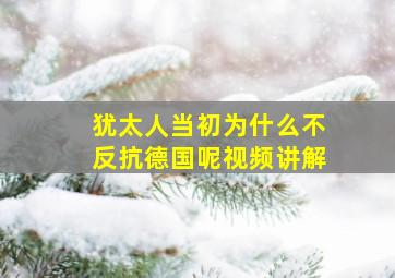 犹太人当初为什么不反抗德国呢视频讲解