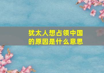 犹太人想占领中国的原因是什么意思