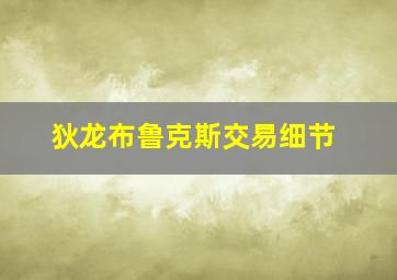 狄龙布鲁克斯交易细节