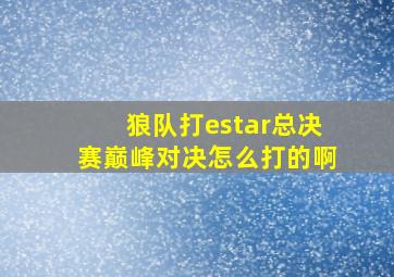 狼队打estar总决赛巅峰对决怎么打的啊