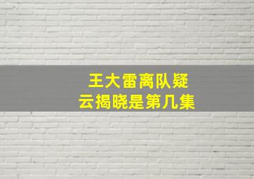 王大雷离队疑云揭晓是第几集