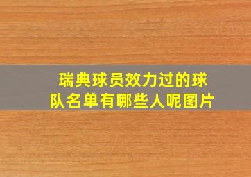 瑞典球员效力过的球队名单有哪些人呢图片