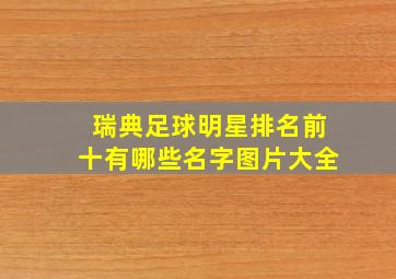 瑞典足球明星排名前十有哪些名字图片大全