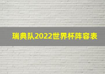 瑞典队2022世界杯阵容表