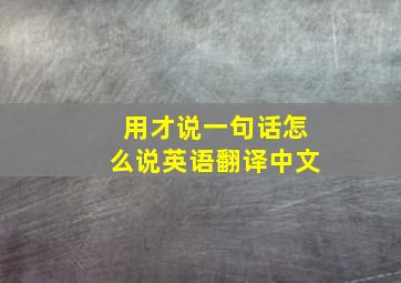 用才说一句话怎么说英语翻译中文