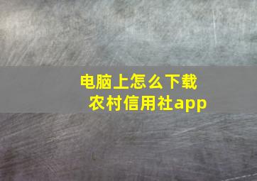 电脑上怎么下载农村信用社app