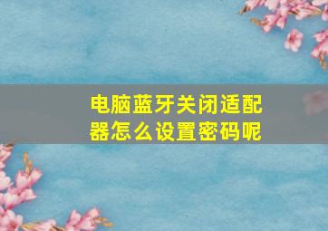 电脑蓝牙关闭适配器怎么设置密码呢