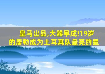 皇马出品,大器早成!19岁的居勒成为土耳其队最亮的星