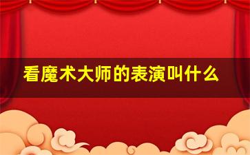 看魔术大师的表演叫什么