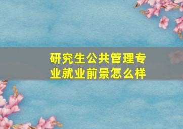 研究生公共管理专业就业前景怎么样