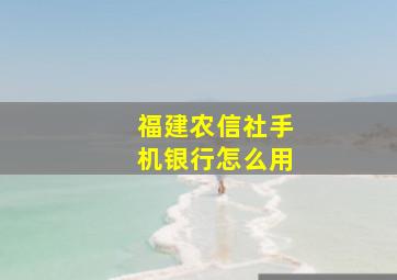 福建农信社手机银行怎么用