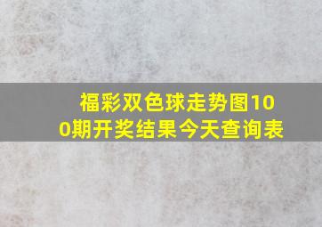 福彩双色球走势图100期开奖结果今天查询表