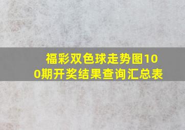 福彩双色球走势图100期开奖结果查询汇总表