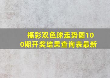 福彩双色球走势图100期开奖结果查询表最新