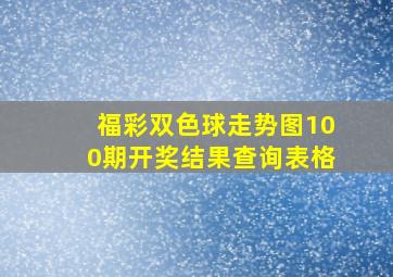 福彩双色球走势图100期开奖结果查询表格