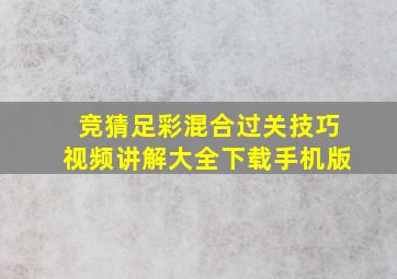 竞猜足彩混合过关技巧视频讲解大全下载手机版