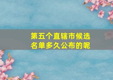 第五个直辖市候选名单多久公布的呢