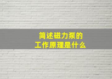 简述磁力泵的工作原理是什么