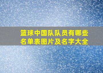 篮球中国队队员有哪些名单表图片及名字大全