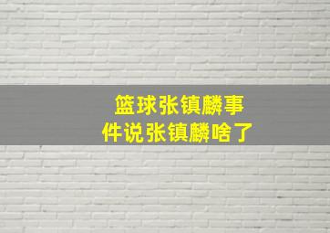 篮球张镇麟事件说张镇麟啥了