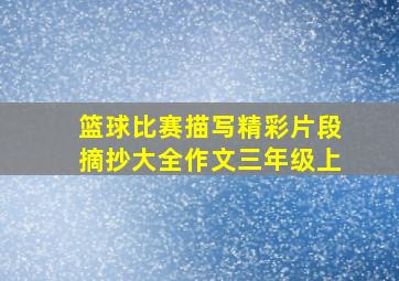 篮球比赛描写精彩片段摘抄大全作文三年级上