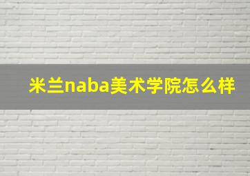 米兰naba美术学院怎么样