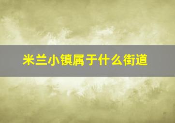 米兰小镇属于什么街道