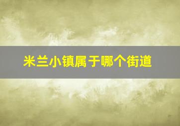 米兰小镇属于哪个街道