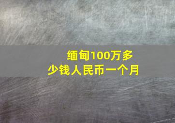 缅甸100万多少钱人民币一个月