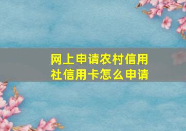 网上申请农村信用社信用卡怎么申请