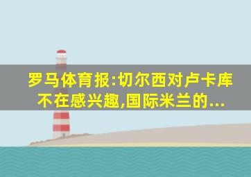 罗马体育报:切尔西对卢卡库不在感兴趣,国际米兰的...