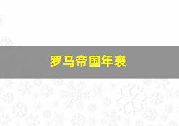 罗马帝国年表