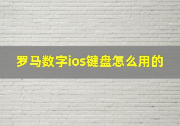 罗马数字ios键盘怎么用的