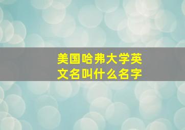 美国哈弗大学英文名叫什么名字