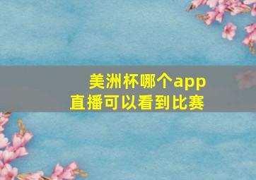 美洲杯哪个app直播可以看到比赛