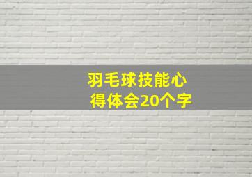 羽毛球技能心得体会20个字