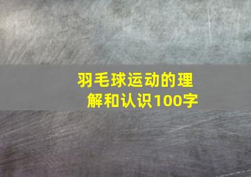 羽毛球运动的理解和认识100字