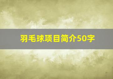 羽毛球项目简介50字