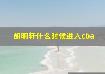 胡明轩什么时候进入cba