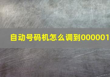 自动号码机怎么调到000001