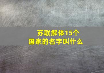 苏联解体15个国家的名字叫什么