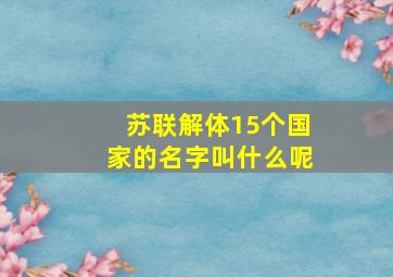 苏联解体15个国家的名字叫什么呢