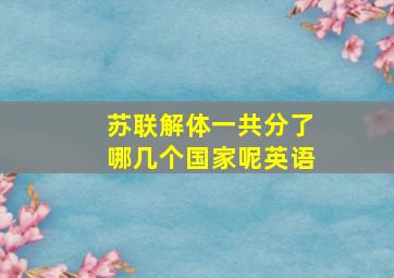 苏联解体一共分了哪几个国家呢英语