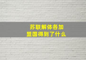 苏联解体各加盟国得到了什么