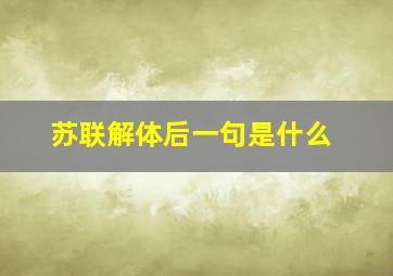 苏联解体后一句是什么