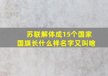 苏联解体成15个国家国旗长什么样名字又叫啥