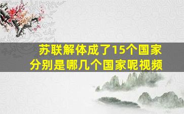 苏联解体成了15个国家分别是哪几个国家呢视频